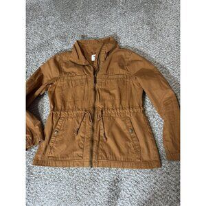 Old Navy Jacket Womens Small Brown Utility Anorak Drawstring Waist Pockets
